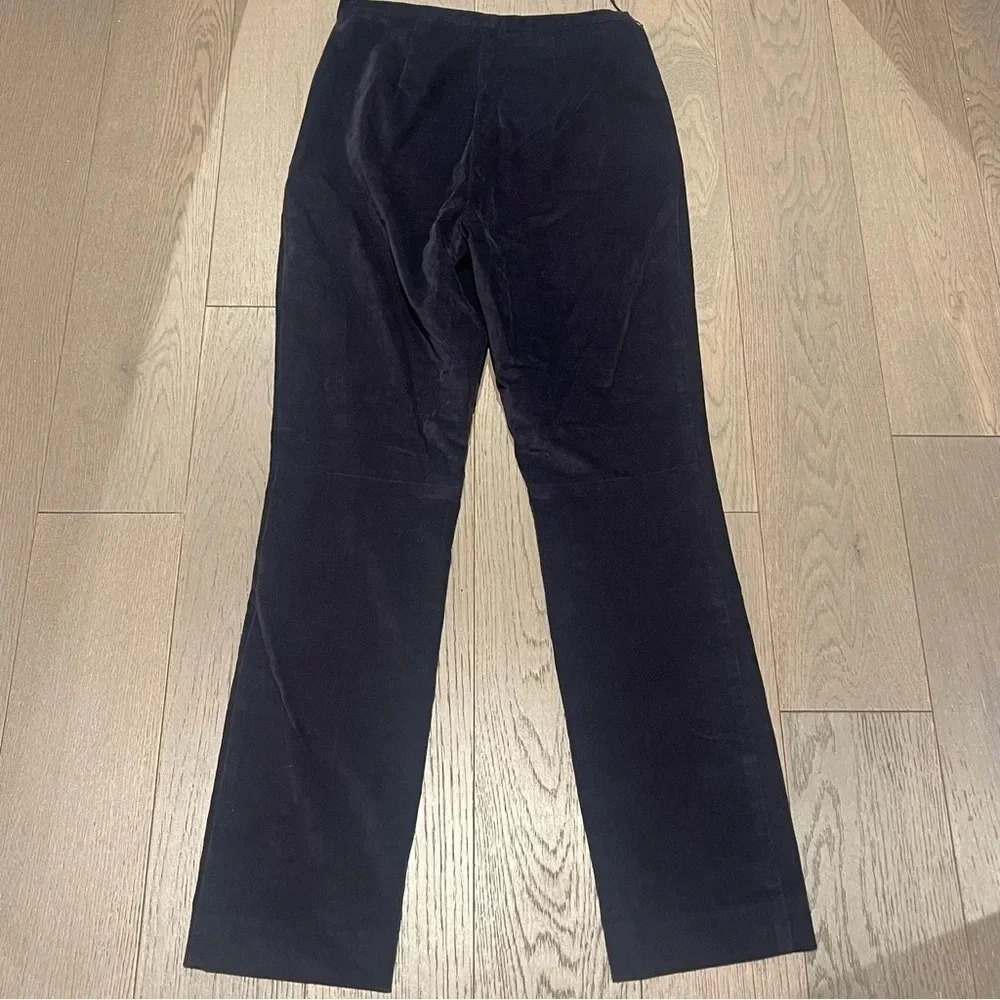 Aritzia Babaton Nigel Velvet High Waist Pants Navy Straight Leg Women’s Dress - Picture 6 of 10